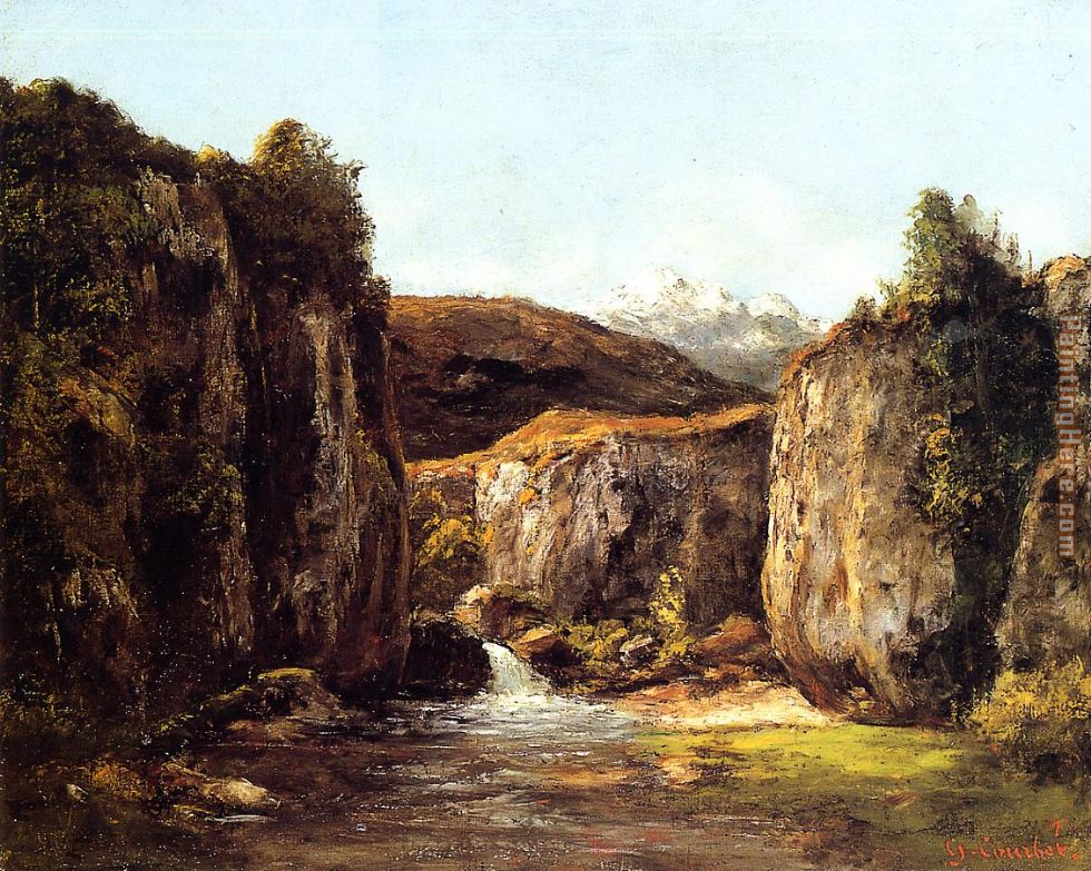 Landscape The Source among the Rocks of the Doubs painting - Gustave Courbet Landscape The Source among the Rocks of the Doubs art painting